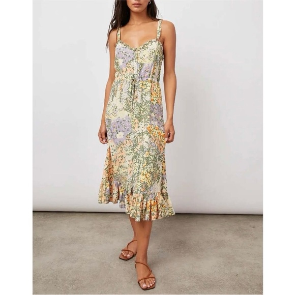 Rails Dresses & Skirts - Rails Adalyn Floral Midi Dress Size M Green Yellow